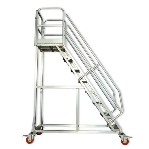 Aluminium Rolling ladders with handrails on nexriseindia.in