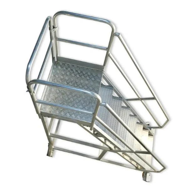 Aluminium Rolling ladders with handrails on nexriseindia.in